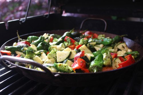 Vegetables cooking in a frying pan