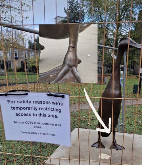 Long boi statue cordoned off