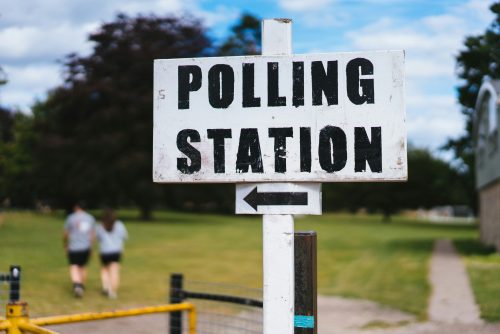 signpost for a polling station.