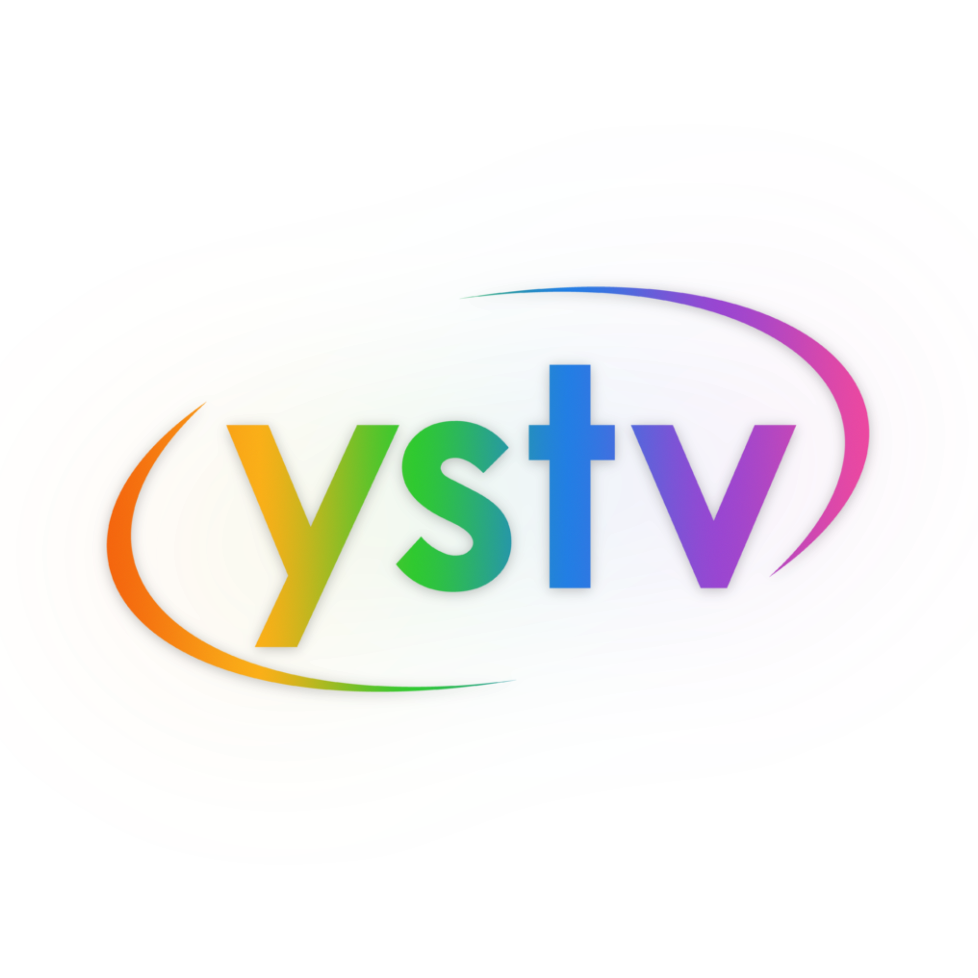 YSTV Logo in rainbow colours on a white background
