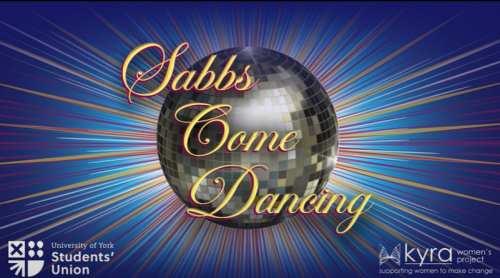 Sabbs Come Dancing Logo - Disco Ball on a blue background