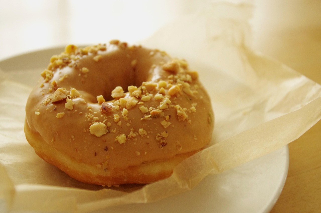 Doughnut with caramel flakes